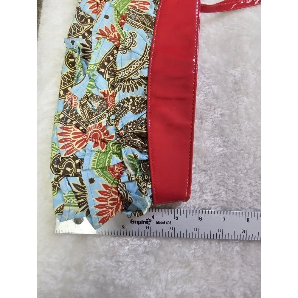 Mudpie Bag Lady Ruffle Front Leather Wristlet Clutch Boho Zip Top